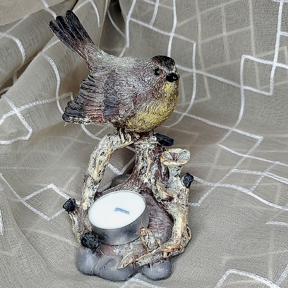 NWOT Charming Chickadee Bird Tealight Holder - Picture 1 of 7